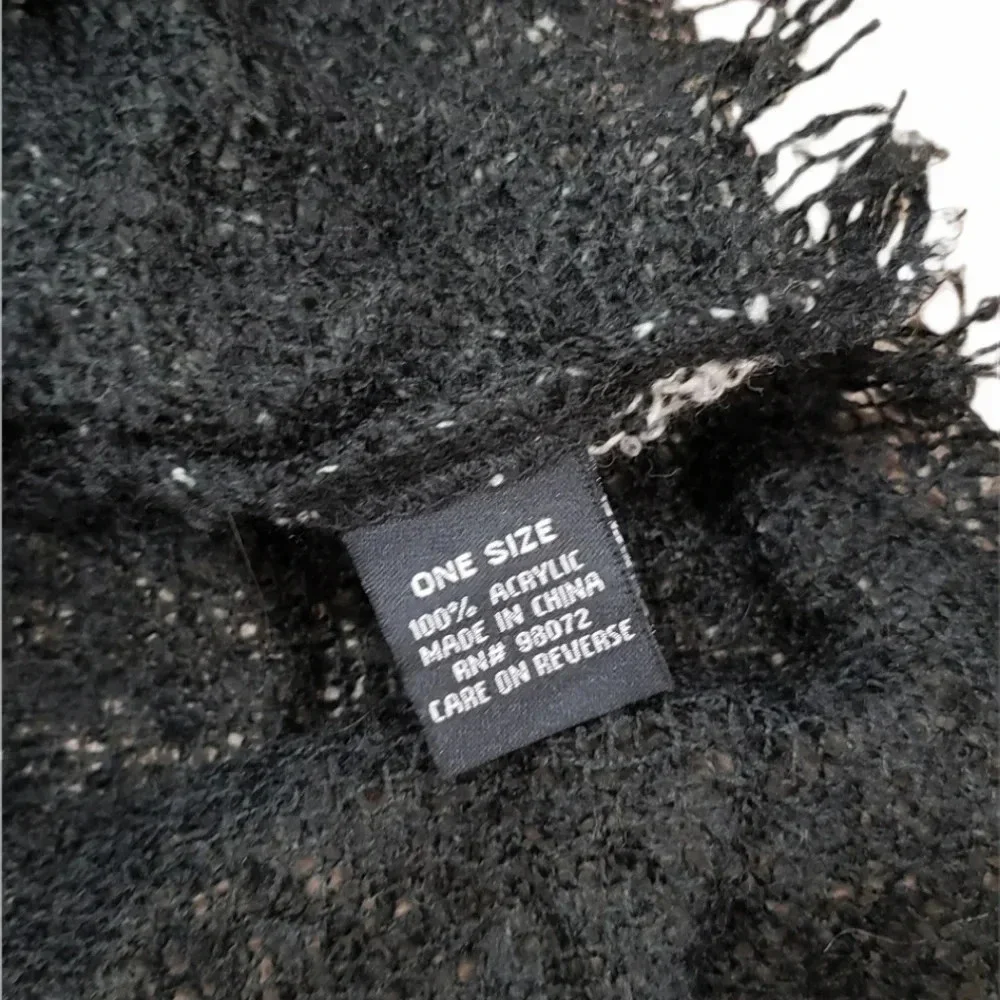 Cejon Accessories Beige Black Fringe Infinity Scarf